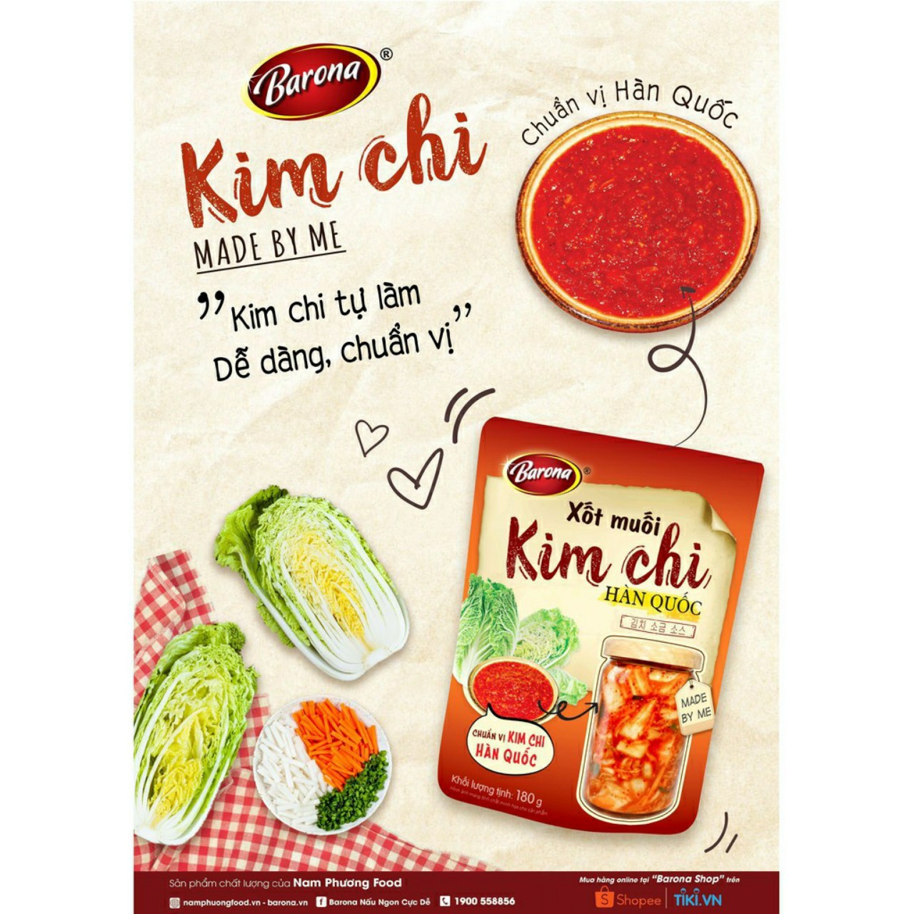 Xốt muối Kim chi Hàn Quốc Barona (180g)