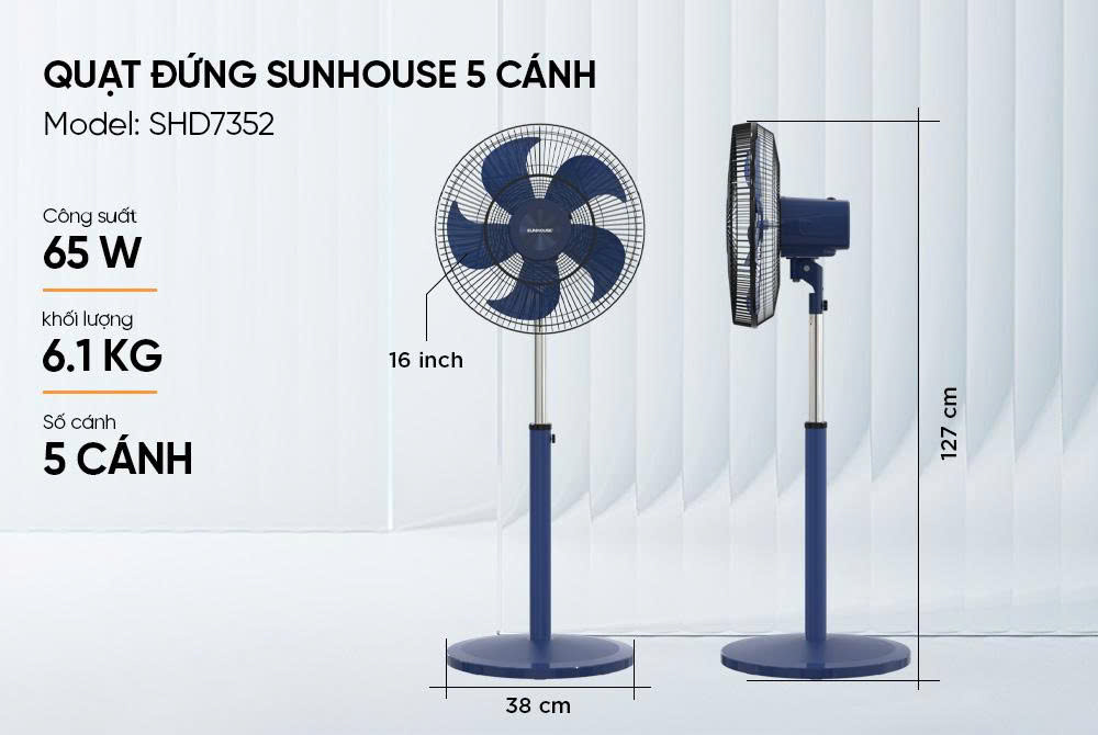 Quạt đứng 5 cánh Sunhouse SHD7352
