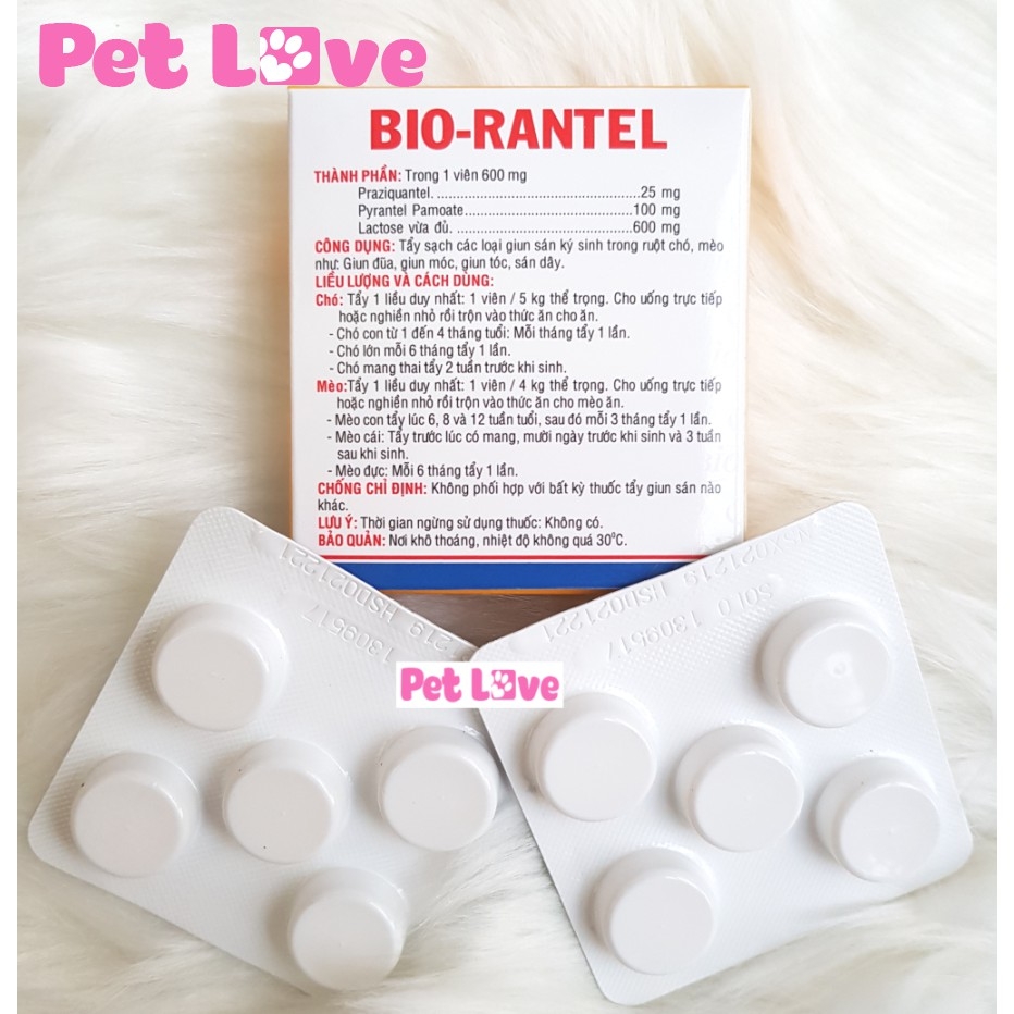 Bio Rantel Thuốc xổ giun sán chó mèo Bio Rantel 1 hộp x 120 viên | Pet Love
