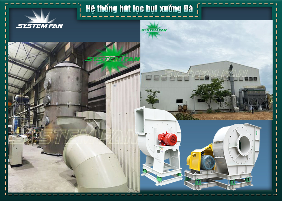 Hệ thống hút lọc bụi xưởng đá