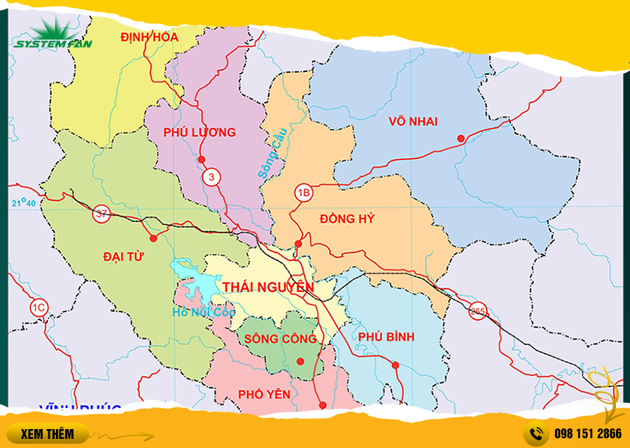 Bản đồ Thái Nguyên