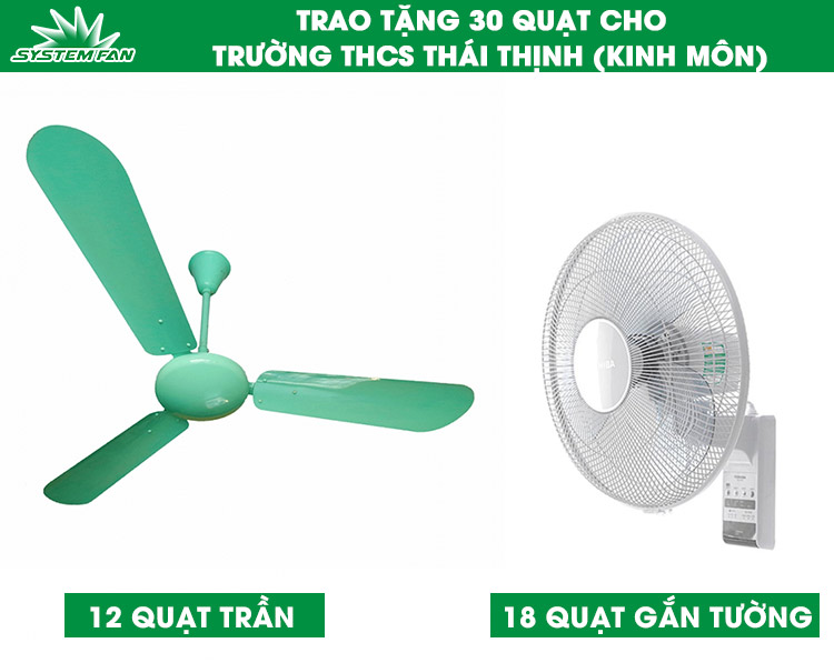 Trao tặng 30 chiếc quạt cho trường THCS Thái Thịnh - Kinh Môn (1)