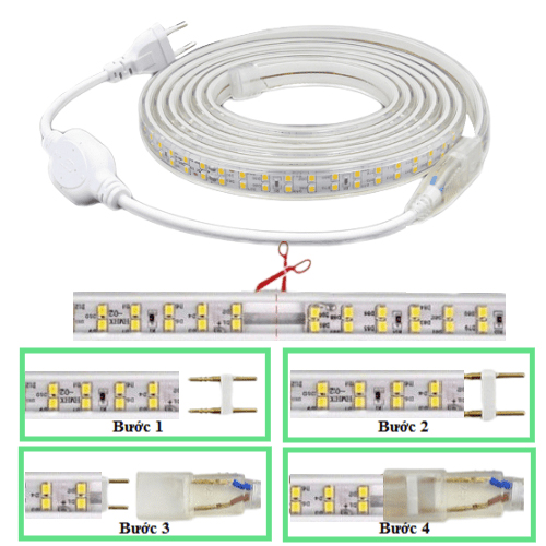 Led dây đuổi màu 2 hàng bóng 2835 220v