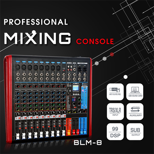 BLM dòng DJ Controlle với 99 DSP hiệu ứng Reverb USB Mixer USB cho karaoke PC thu âm mic ngưng tụ