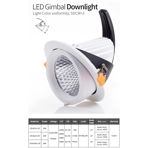 Đèn downlight Gimbal 50W