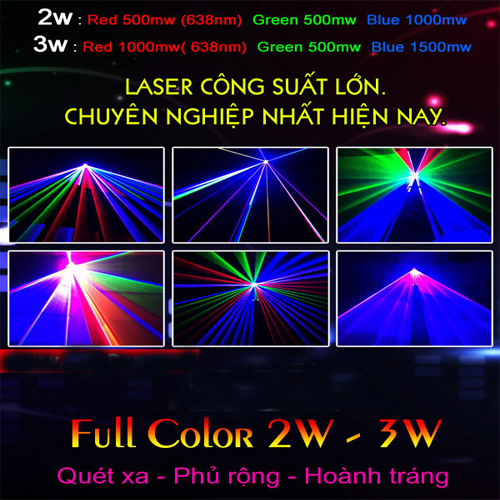 Đèn laser 7 màu 2,3,5w RGB