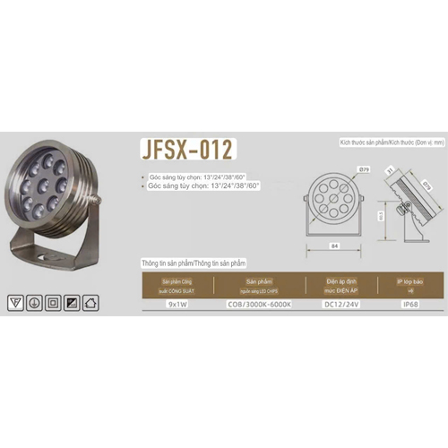 Đèn LED dưới nước 9W JFSX-012