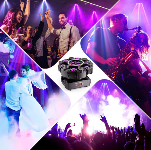 Đèn moving 16 mắt pro LCC LIGHTING LCC-6CH bền bỉ chớp led laser cảm biến nhạc karaoke sân khấu