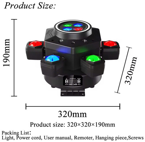 Đèn sân khấu moving 6 cánh 4 mắt ong viền led LCC LIGHTING, nháy theo nhạc dùng cho phòng hát, karaoke, KTV, sự kiện