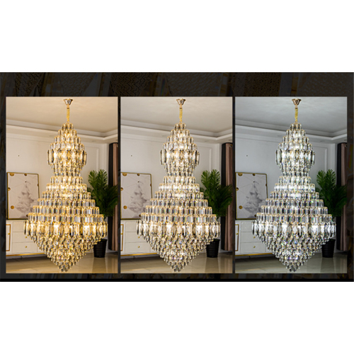 Đèn thông tầng hậu hiện đại châu Âu Chiếc biệt thự sang trọng Phòng khách Crystal Chandelier