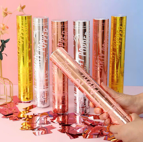 Pháo giấy kim tuyến vàng hồng dùng một lần 38CM cho lễ tốt nghiệp, đám cưới, sinh nhật, Lễ Tạ ơn, Giáng sinh, và Tết Dương lịch