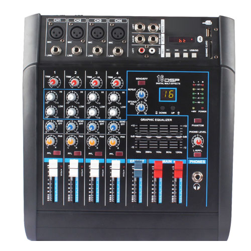 Mixer PMX-402 Chuyên Nghiệp Trộn Âm Thanh Với USB Âm Thanh DJ Trộn Âm MP3 Jack 4 Kênh Khuếch Đại Karaoke Cho Karaoke KTV