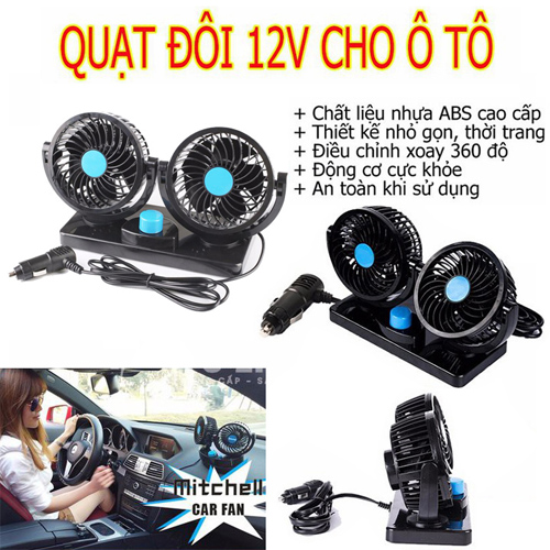 QUẠT ĐÔI 12V DÙNG TRÊN Ô TÔ