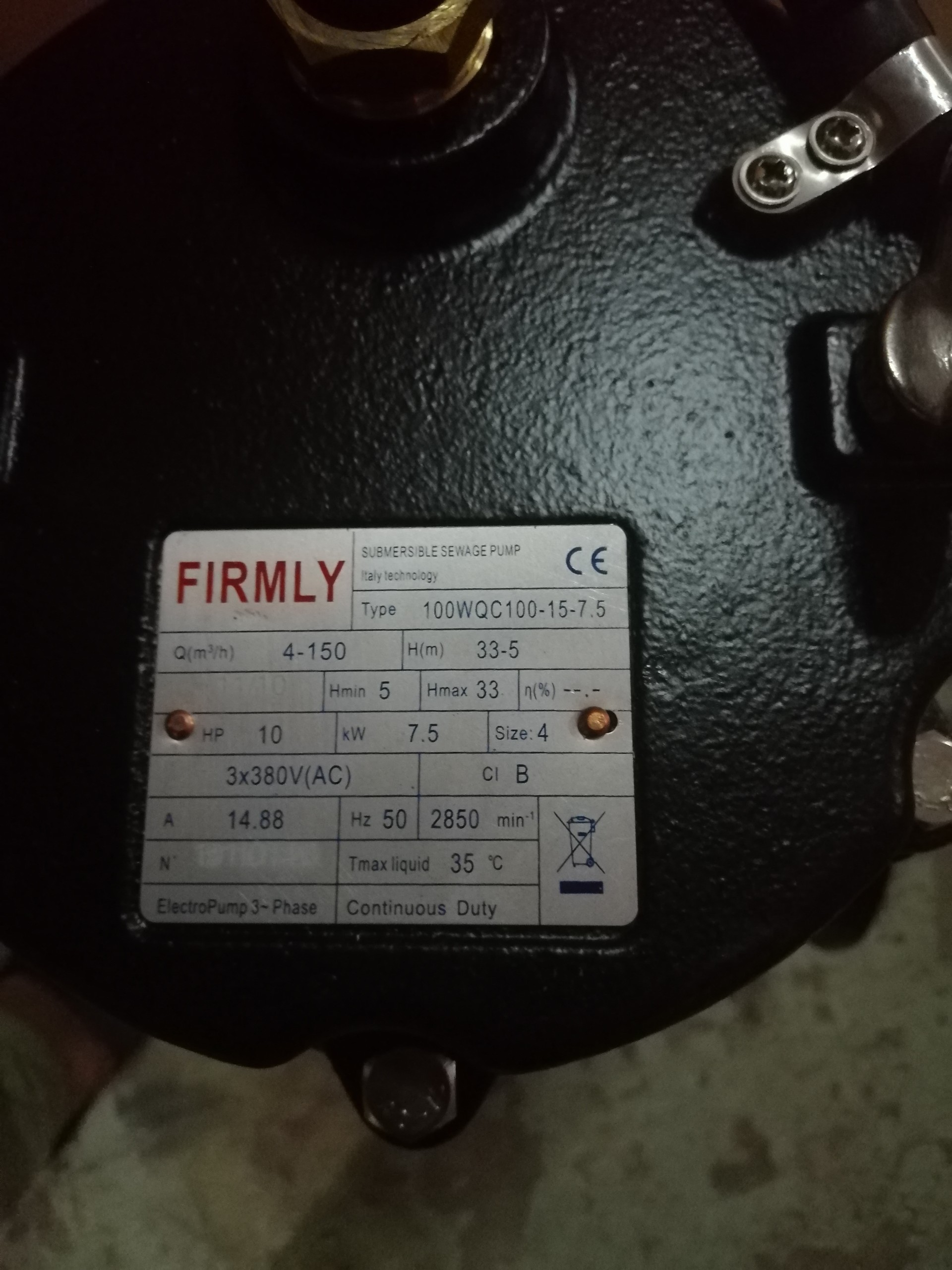 Bơm chìm nước thải FIRMLY 100WQC100-15-7.5