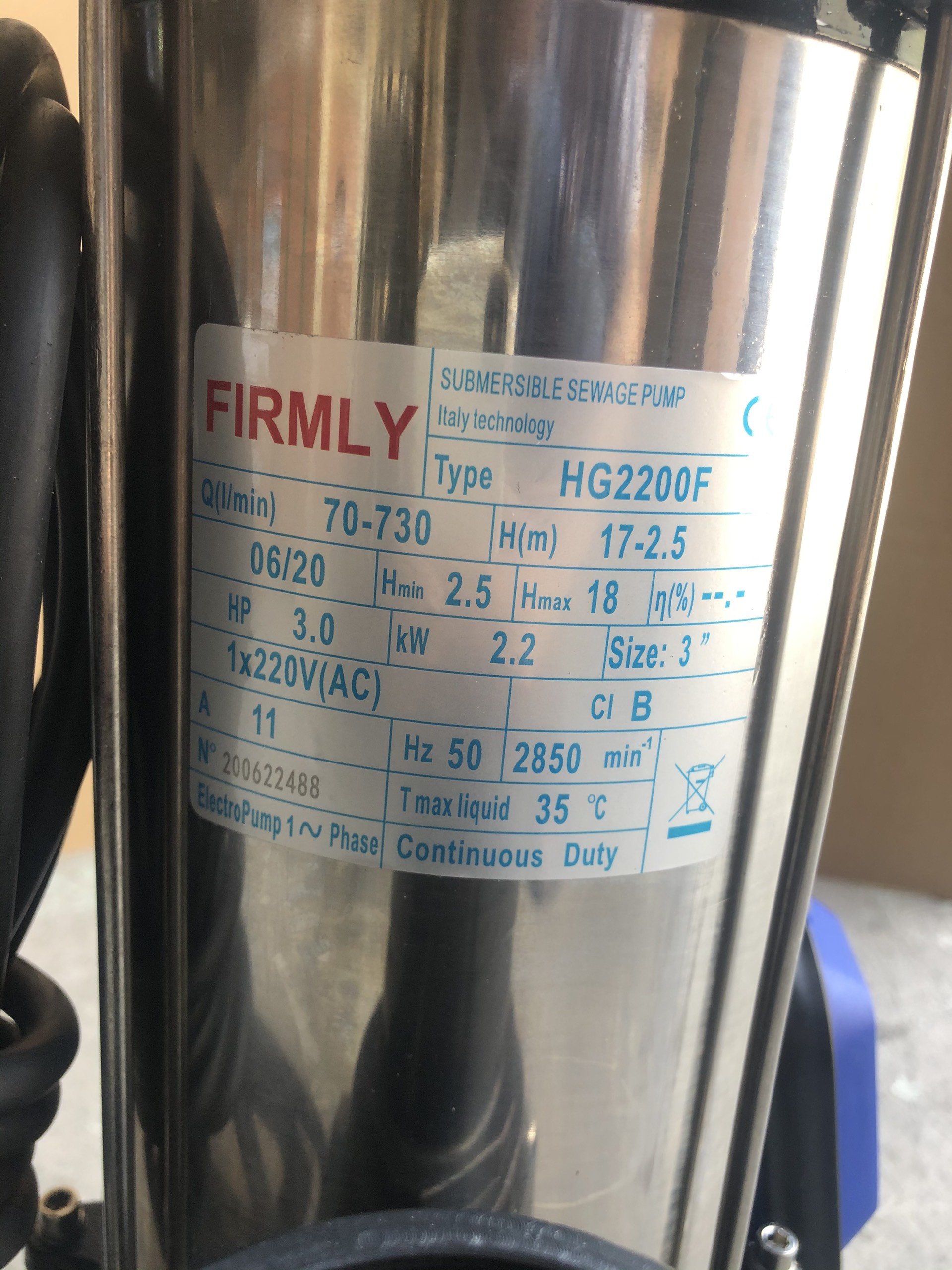 Bơm chìm nước thải FIRMLY HG2200F