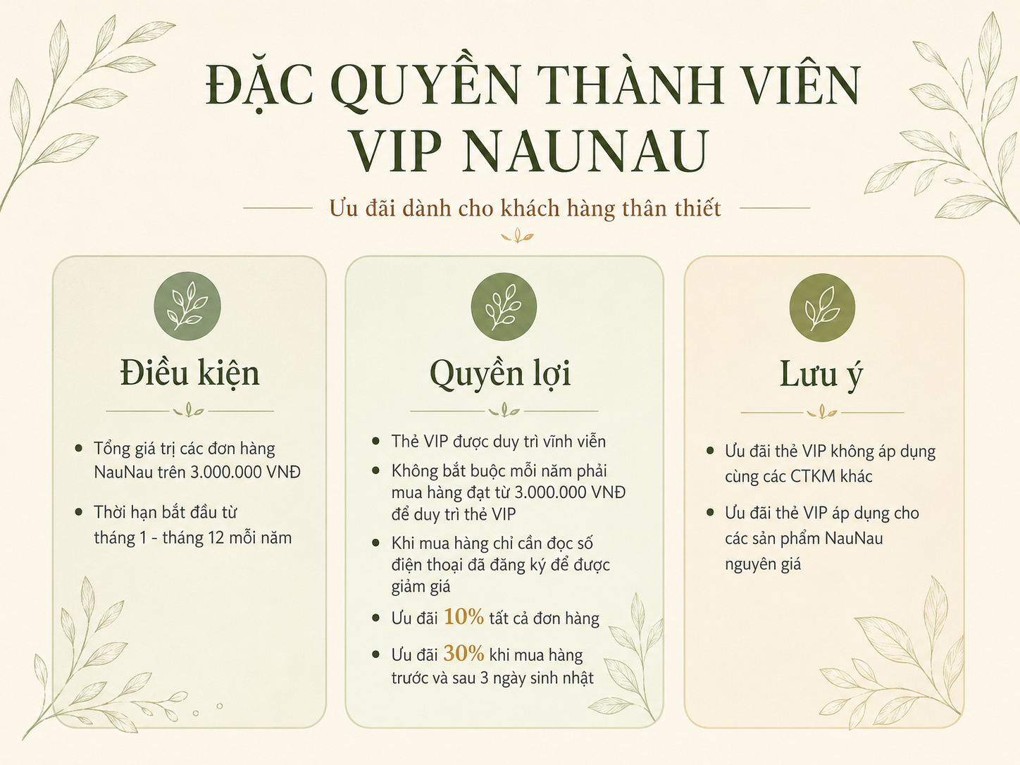 ĐẶC QUYỀN THÀNH VIÊN VIP NAUNAU - ƯU ĐÃI ĐỈNH CAO