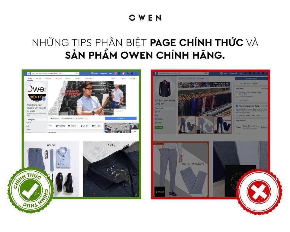 NHỮNG TIPS PHÂN BIỆT PAGE CHÍNH THỨC VÀ SẢN PHẨM OWEN CHÍNH HÃNG