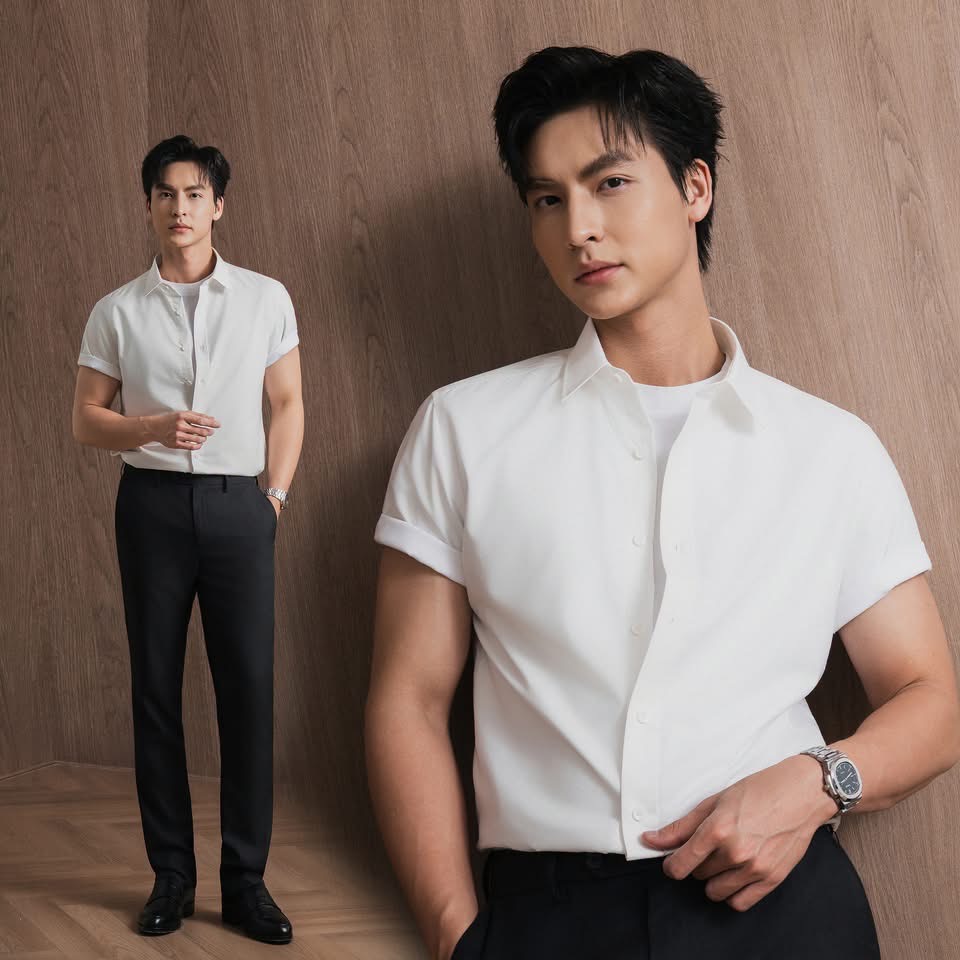ÁO SƠ MI TRẮNG NGẮN TAY NANOCAFE CÓ TÚI AR230322NT3