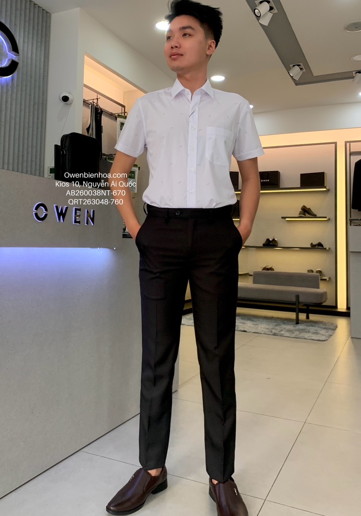 QUẦN TÂY QRT263048 đen kẻ chìm