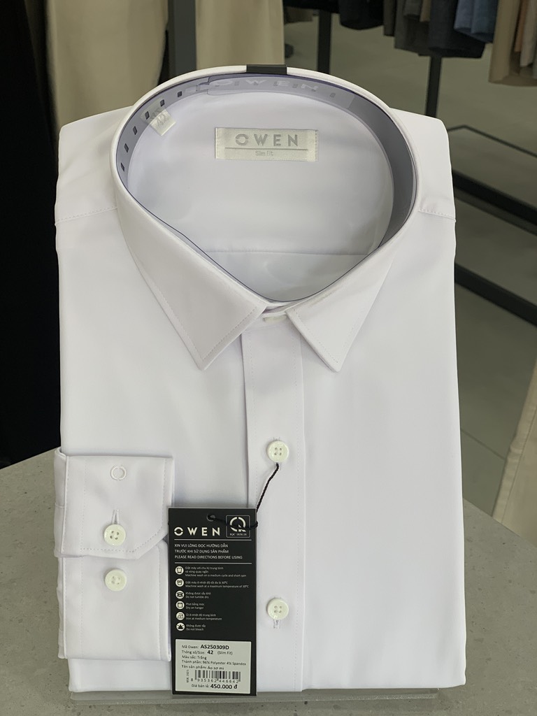 ÁO SƠ MI TRẮNG DÀI TAY POLY KHÔNG TÚI AS250309D
