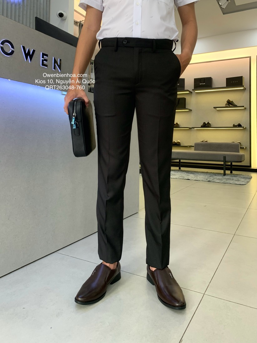 QUẦN TÂY QRT263048 đen kẻ chìm