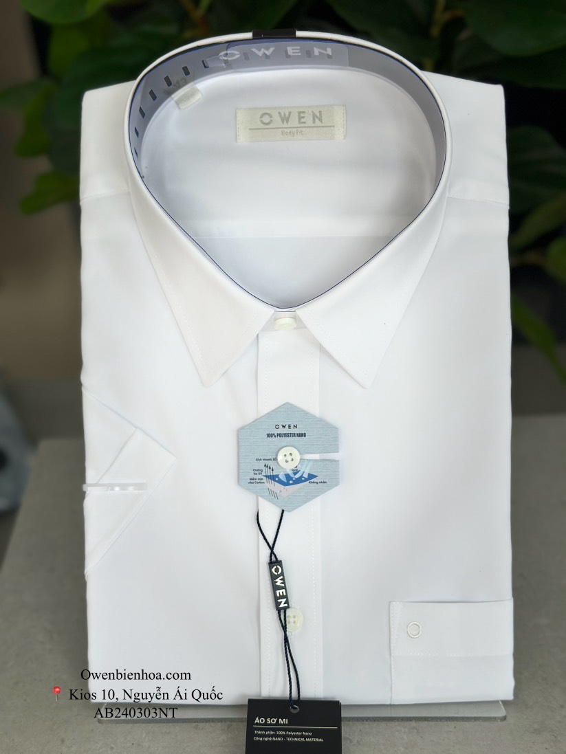 ÁO SƠ MI TRẮNG NGẮN TAY NANO CÓ TÚI AB250403NT
