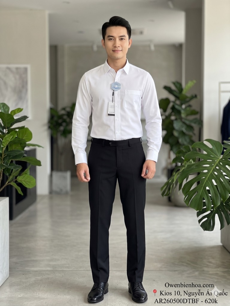 ÁO SƠ MI TRẮNG DÀI TAY NANO CÓ TÚI AR260500DTBF