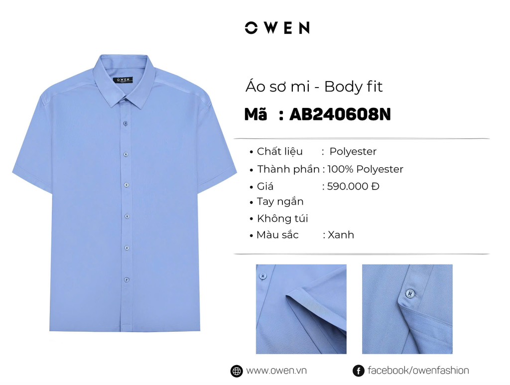 ÁO SƠ MI NGẮN TAY AB240608N