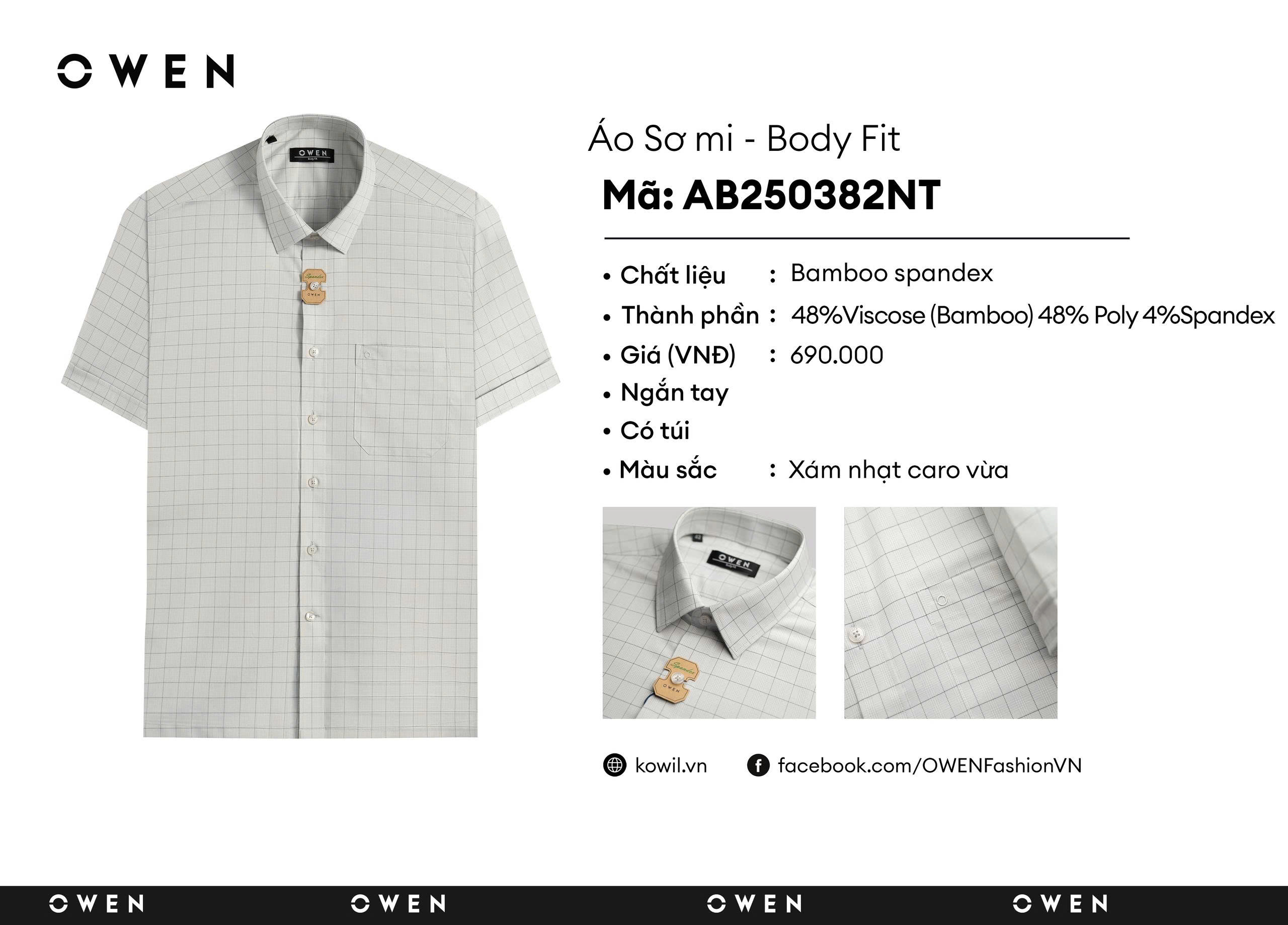 ÁO SƠ MI NGẮN TAY AB250382NT