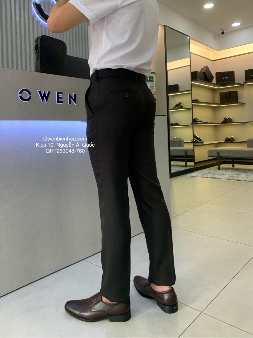 QUẦN TÂY QRT263048 đen kẻ chìm