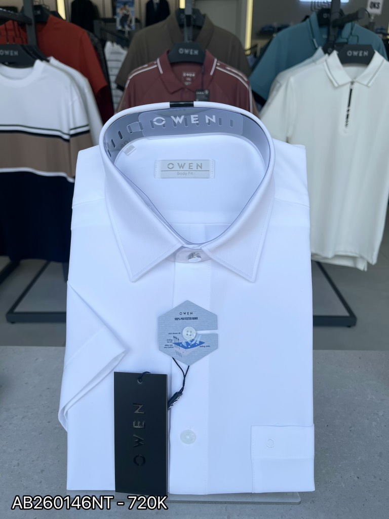 ÁO SƠ MI TRẮNG NGẮN TAY AB260146NT
