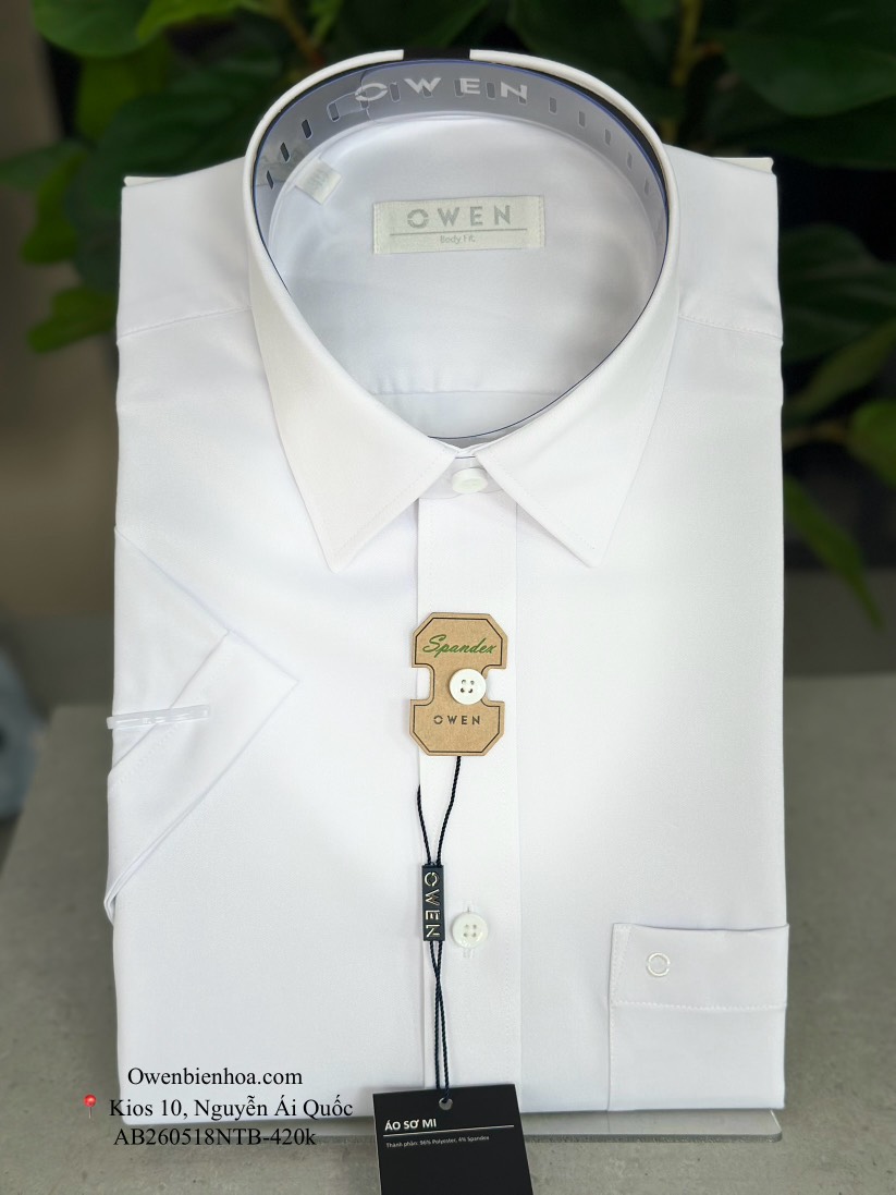 ÁO SƠ MI TRẮNG NGẮN TAY POLYESTER CÓ TÚI AB260518NTB