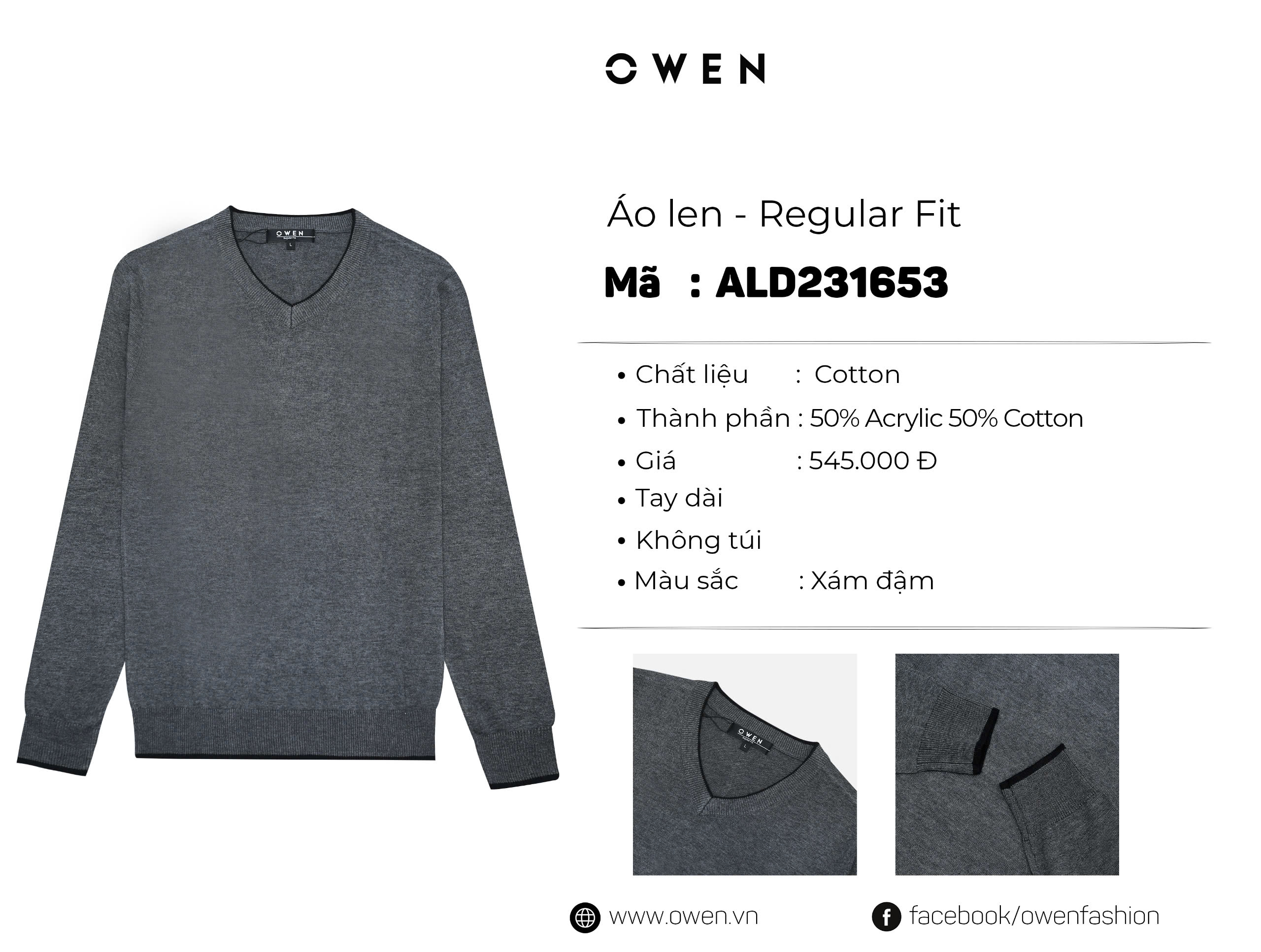 ÁO LEN DÀI TAY ALD231653