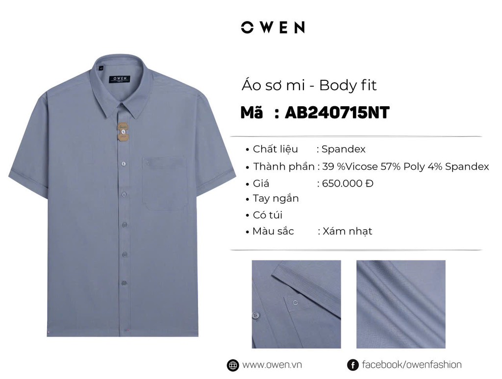 ÁO SƠ MI NGẮN TAY AB240715NT
