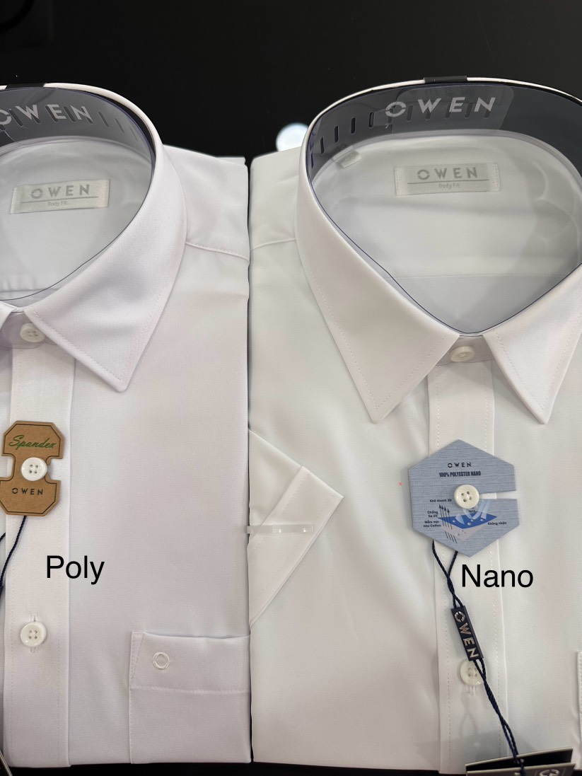 ÁO SƠ MI TRẮNG NGẮN TAY POLYESTER CÓ TÚI AB240319NT