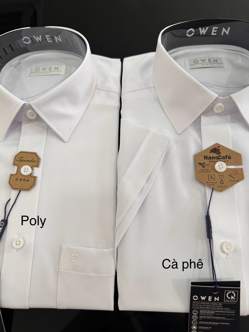 ÁO SƠ MI TRẮNG NGẮN TAY POLYESTER CÓ TÚI AB240319NT