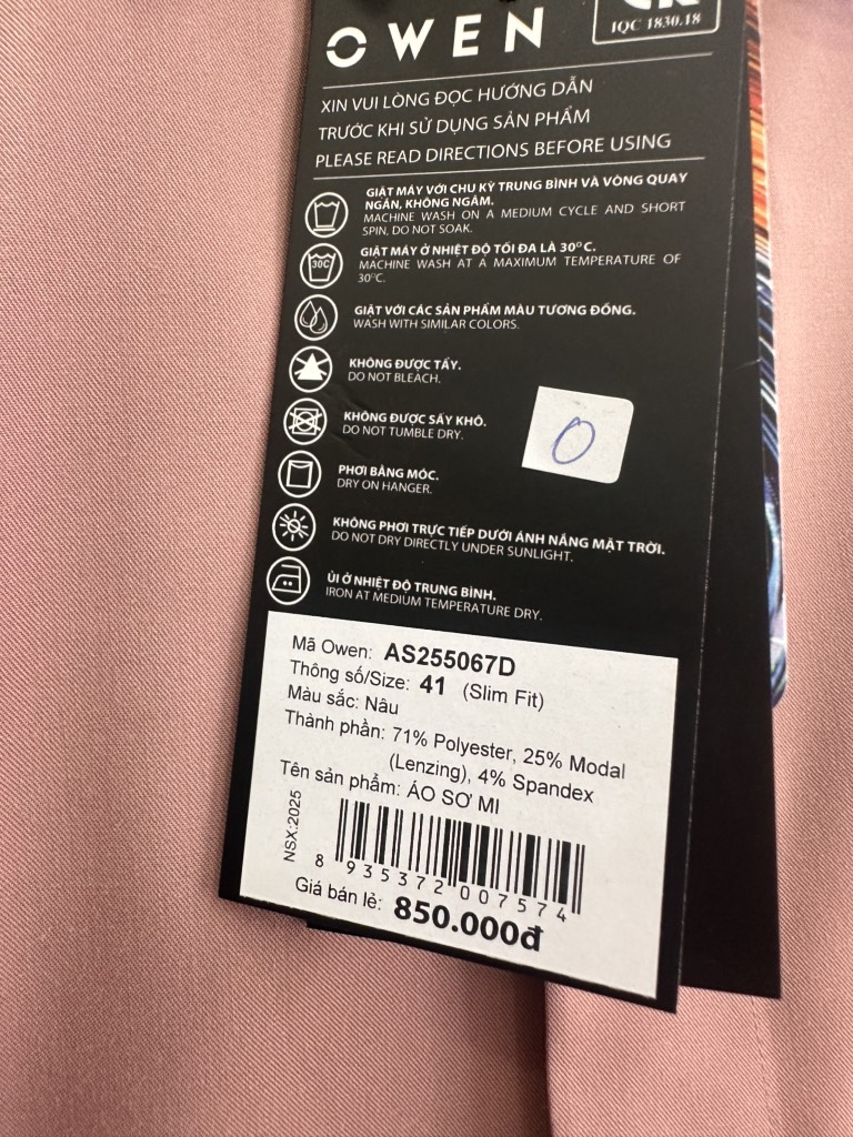 ÁO SƠ MI DÀI TAY AS255067D