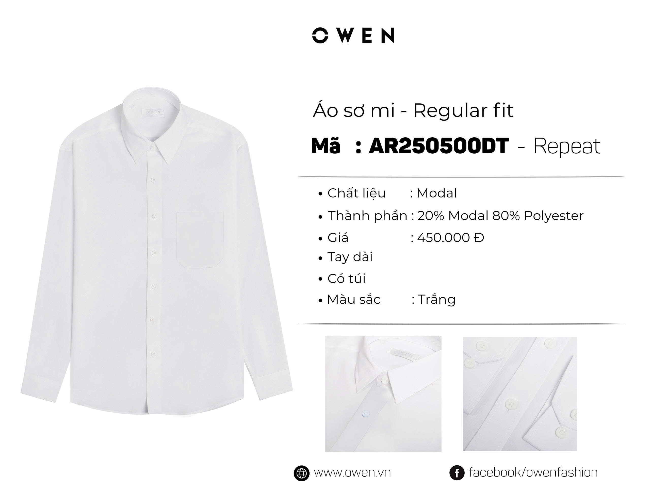 ÁO SƠ MI TRẮNG DÀI TAY MODAL CÓ TÚI AR250500DT
