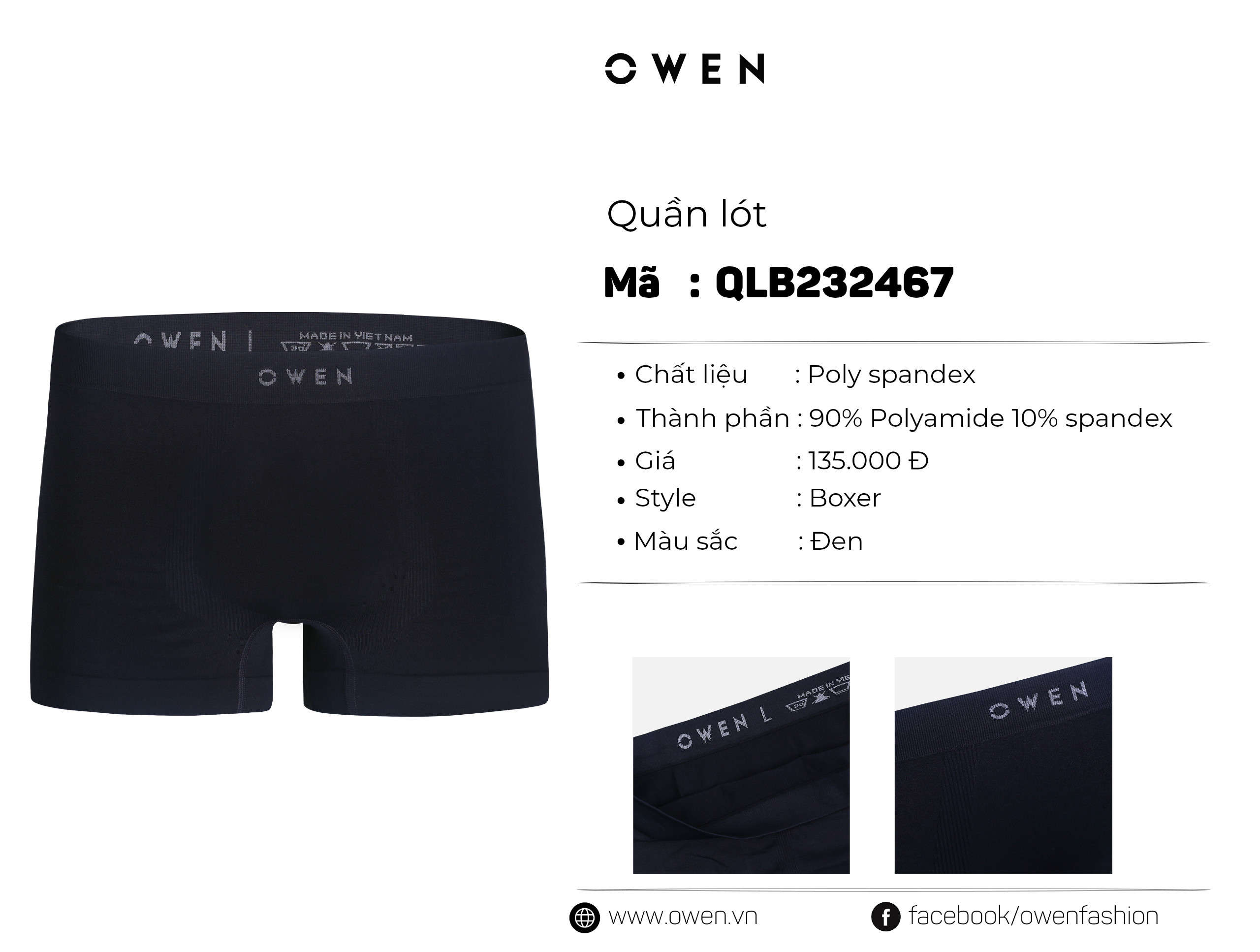 QUẦN LÓT BOXER ĐEN QLB232467