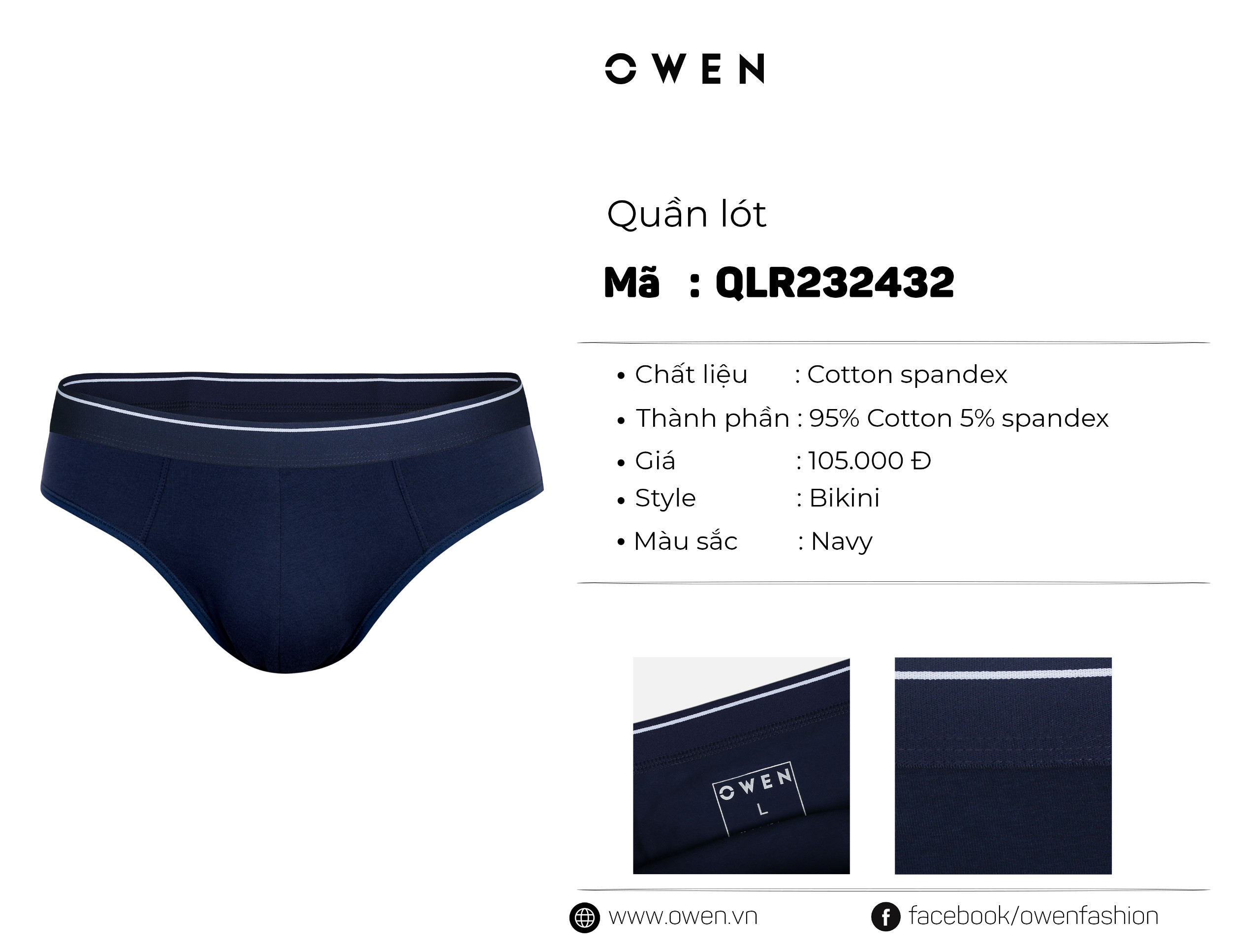 QUẦN LÓT TAM GIÁC XANH ĐEN QLR232432