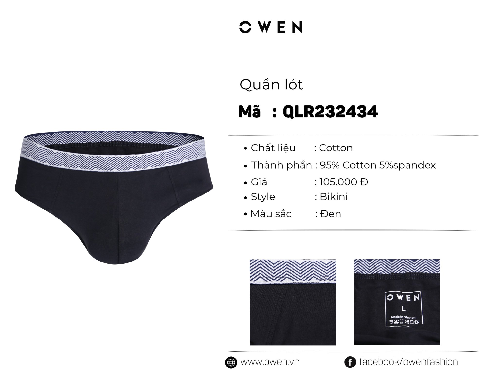 QUẦN LÓT TAM GIÁC ĐEN QLR232434