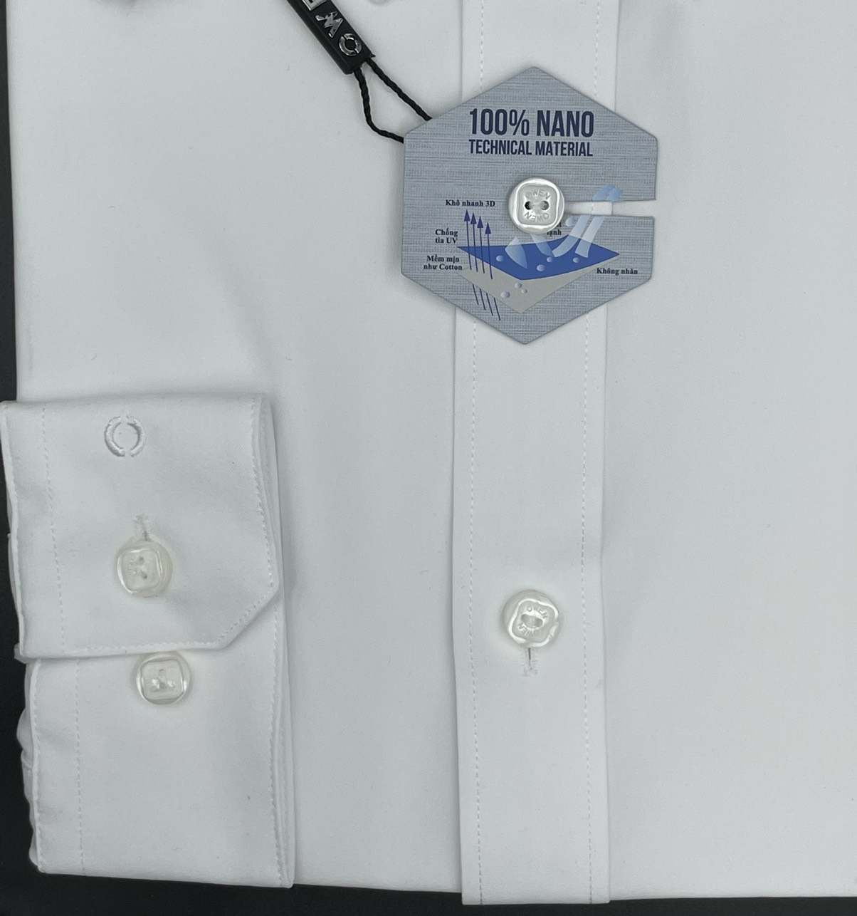 ÁO SƠ MI TRẮNG DÀI TAY NANO CÓ TÚI AR230315DT
