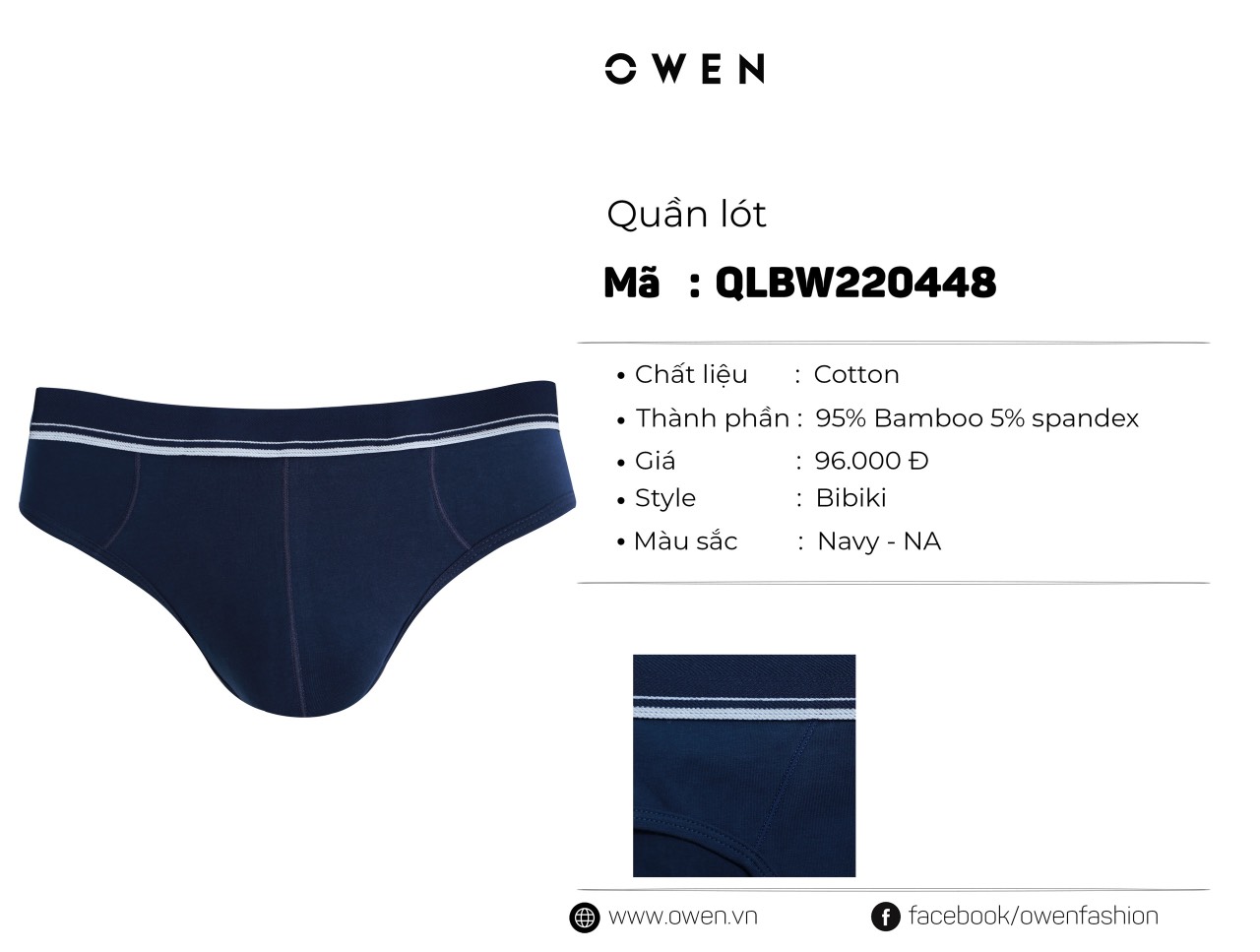 QUẦN LÓT TAM GIÁC XANH ĐEN QLBW220448