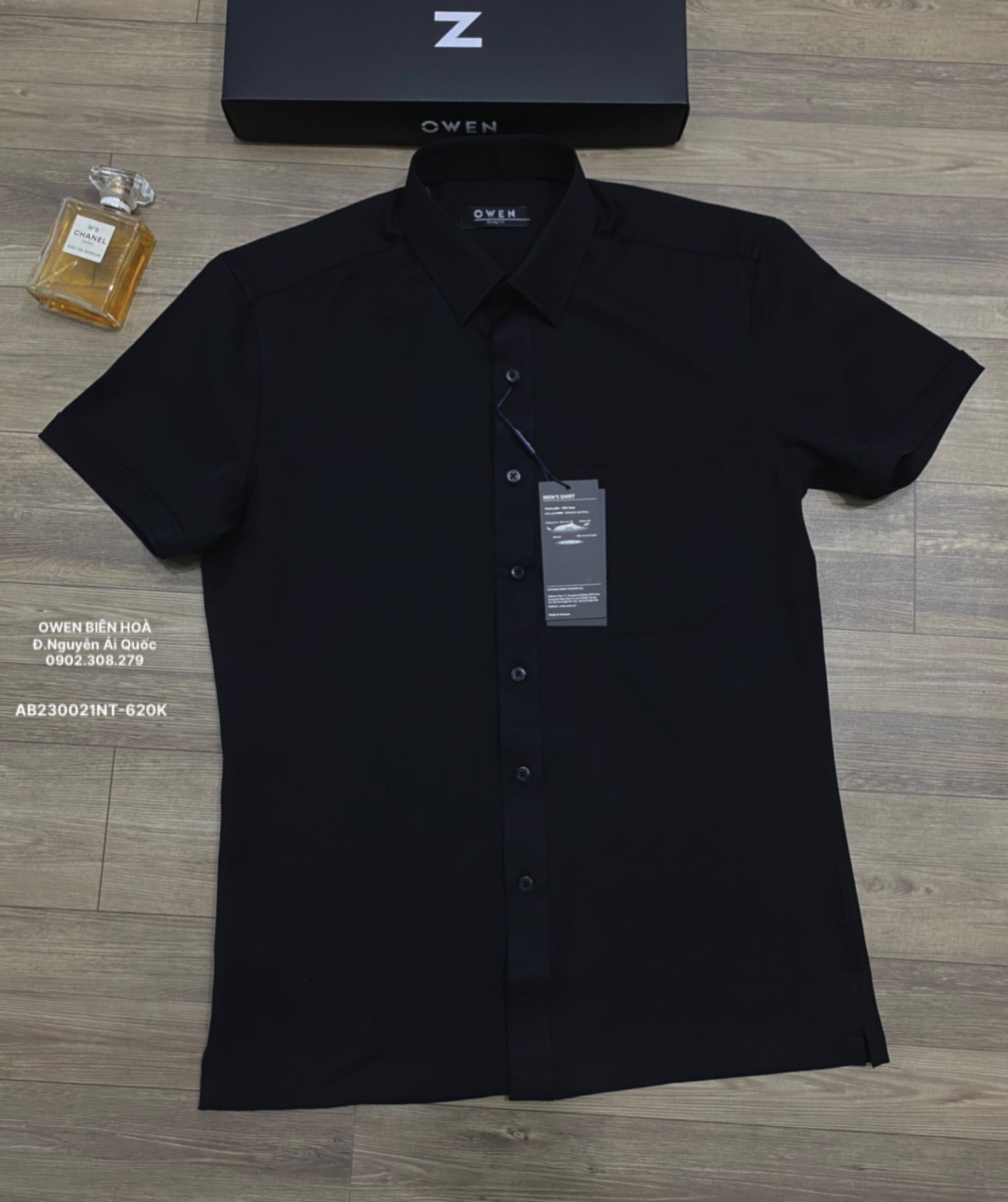 ÁO SƠ MI ĐEN NGẮN TAY NANO AB230021NT