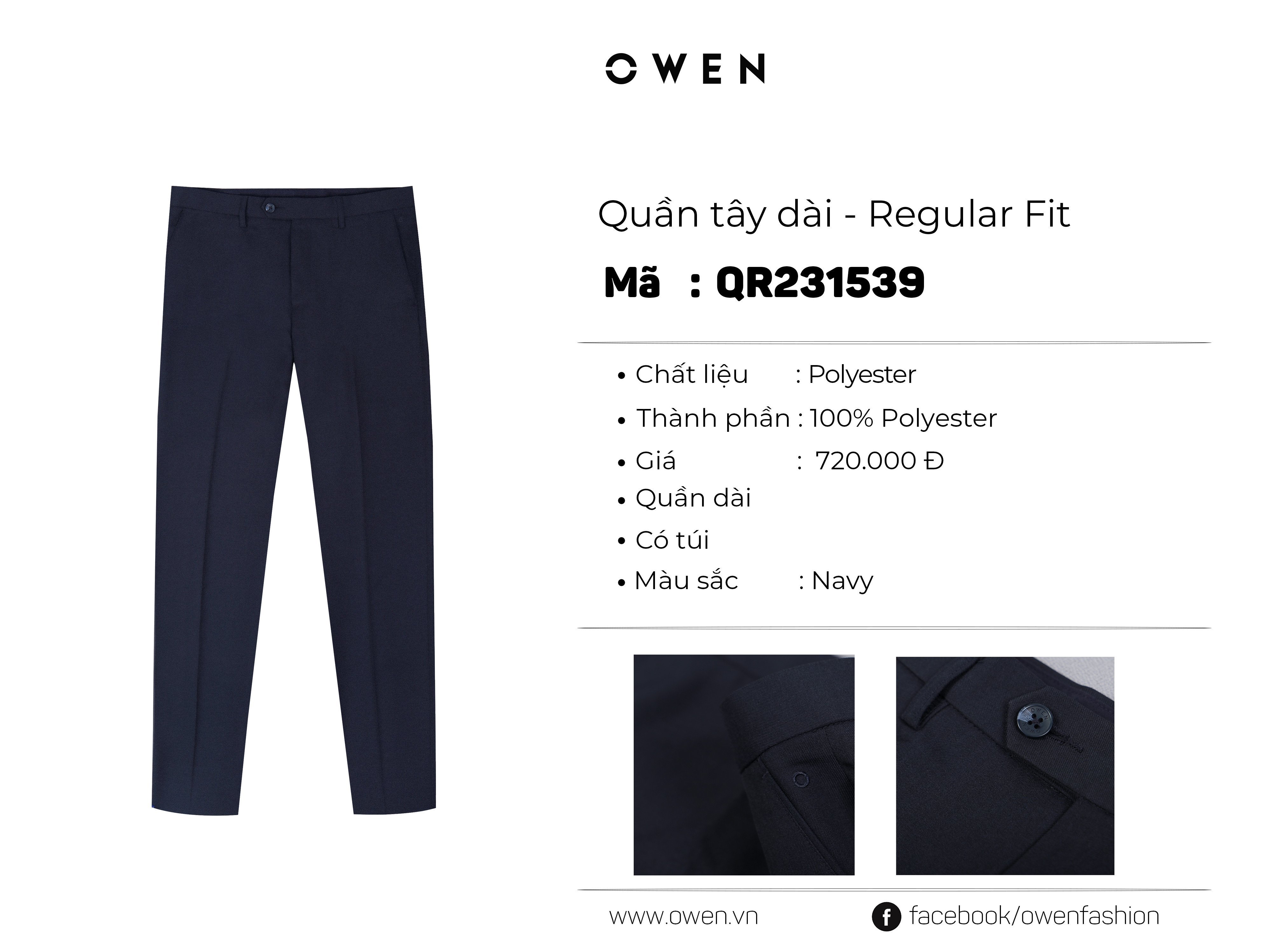QUẦN TÂY XANH ĐEN 100% POLY QR231539