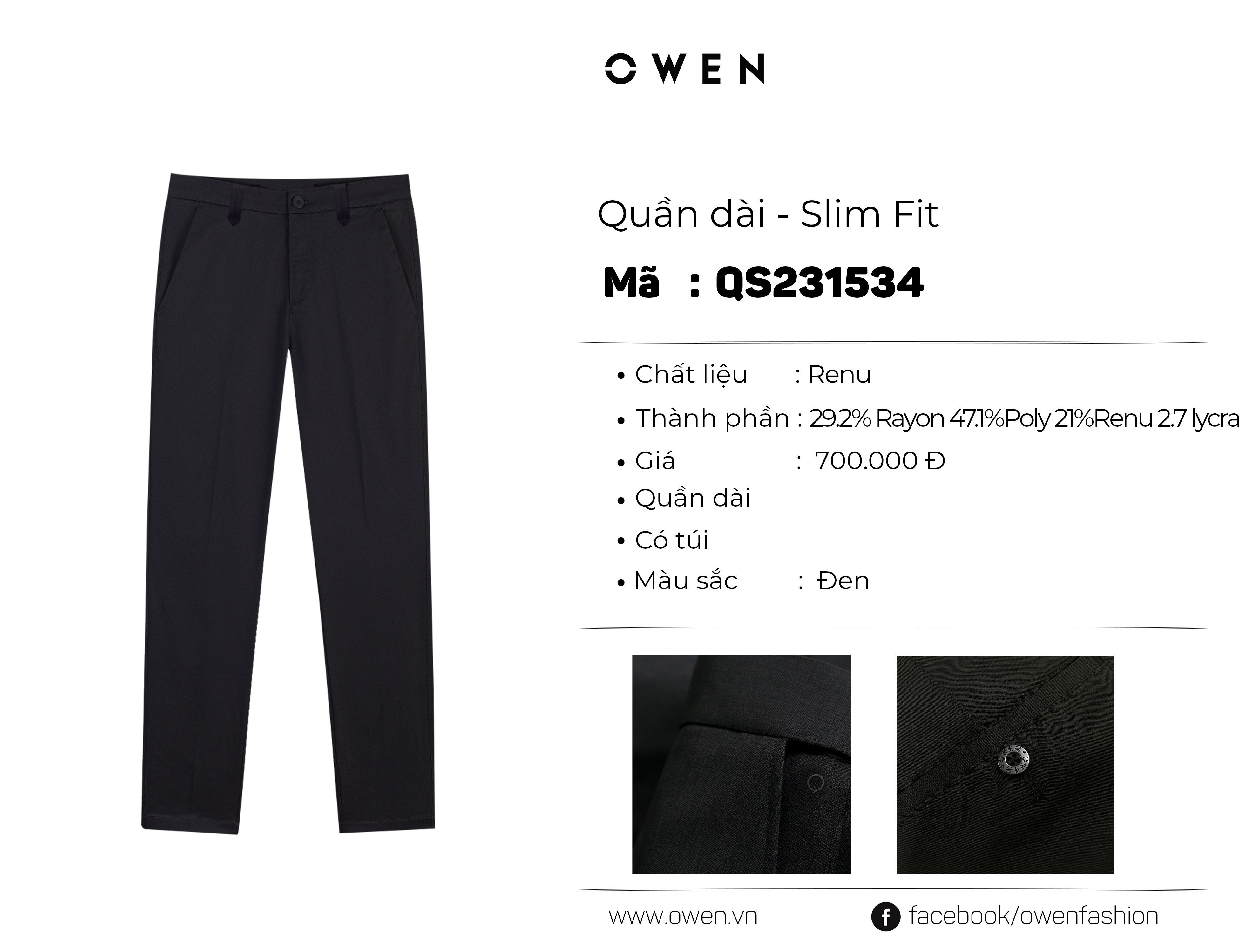 QUẦN KHAKI ĐEN RENU QS231534