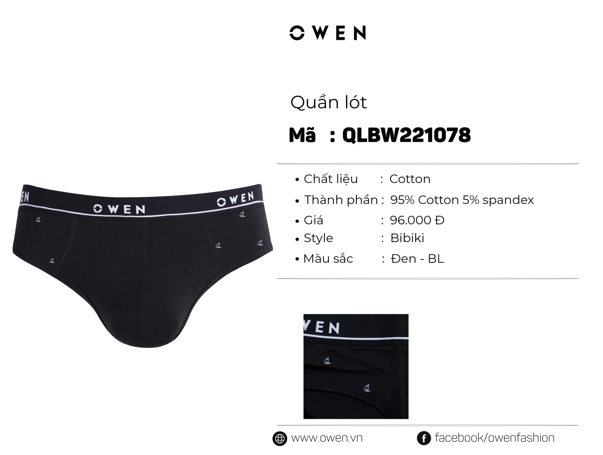 QUẦN LÓT TAM GIÁC ĐEN QLBW221078
