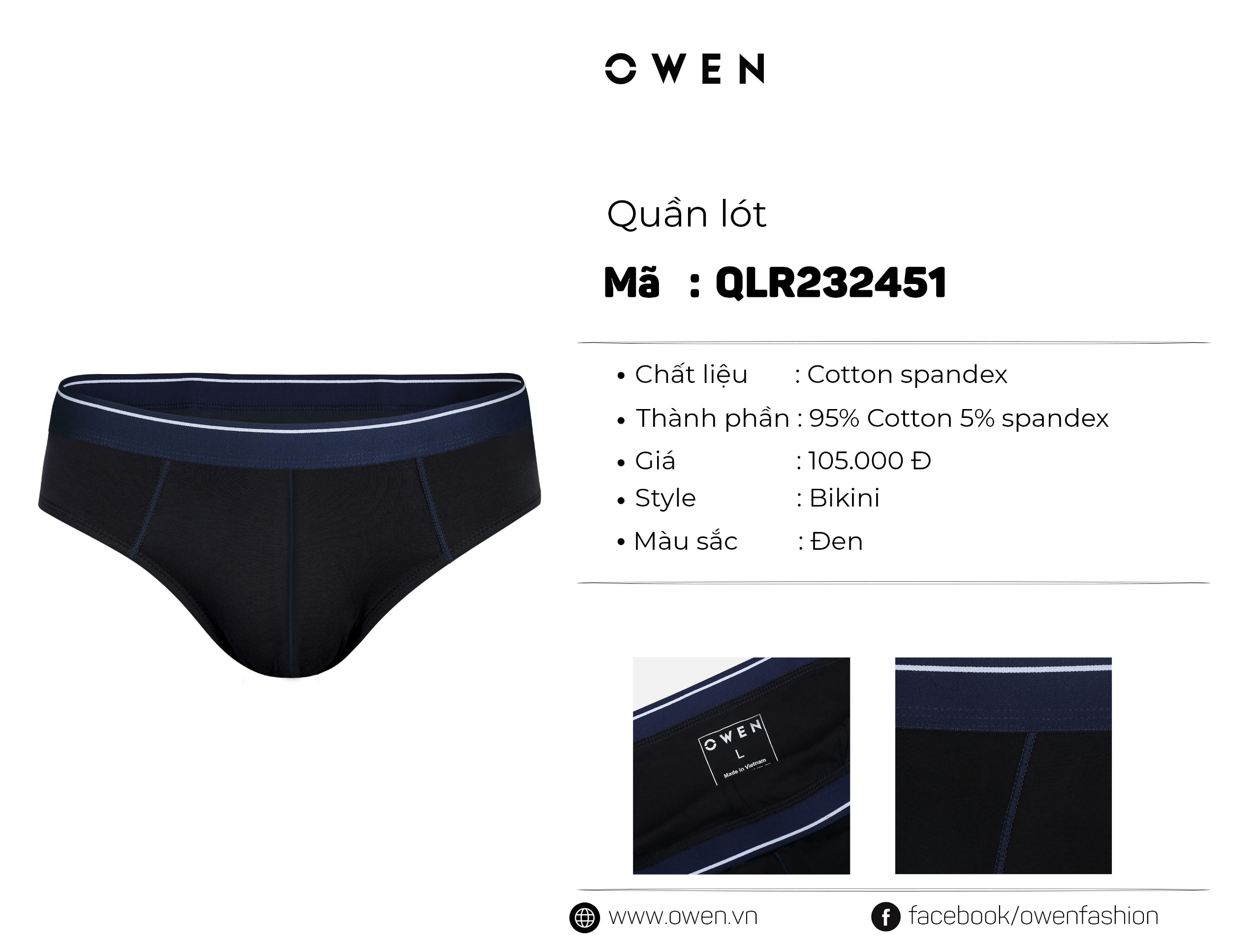 QUẦN LÓT TAM GIÁC ĐEN QLR232451