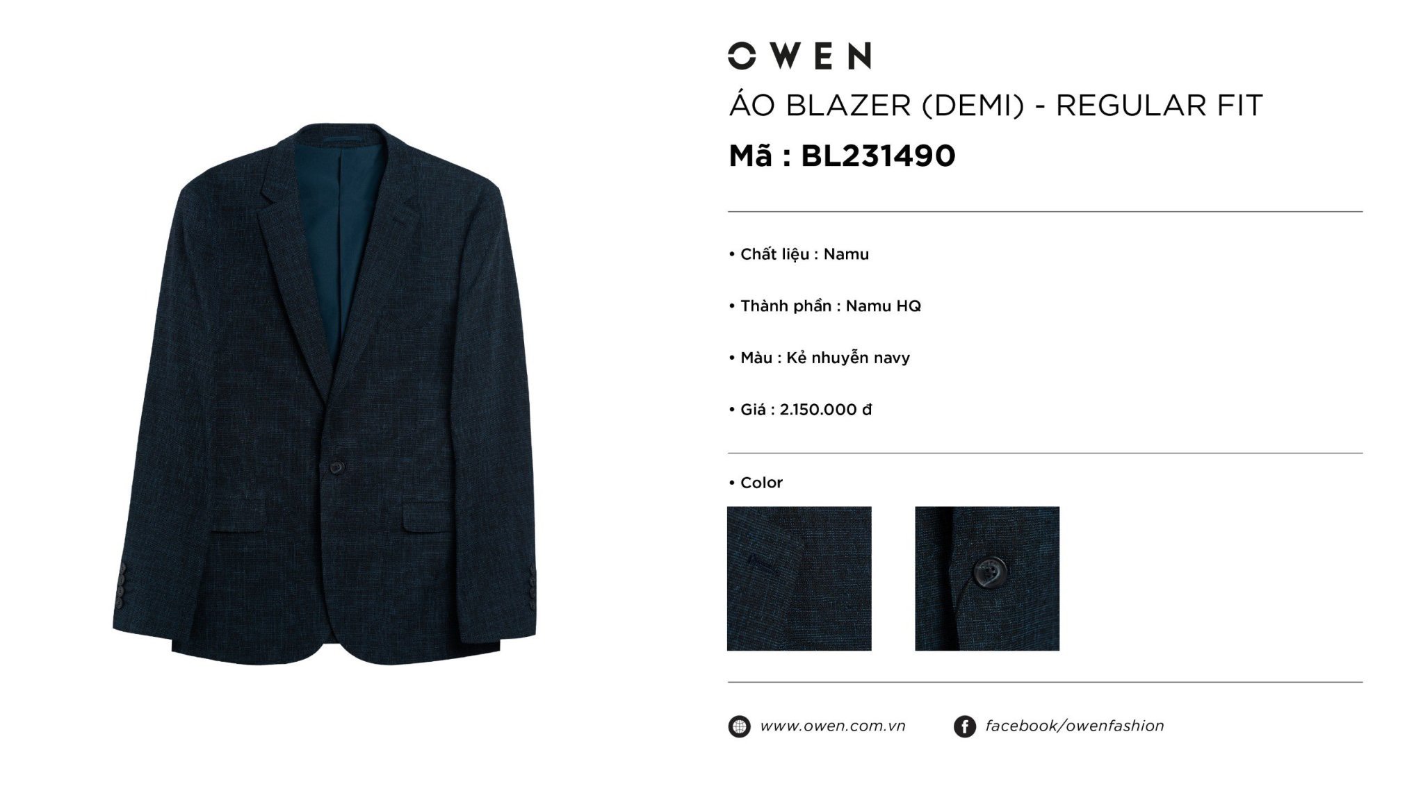 ÁO BLAZER XANH TÍM THAN BL231490