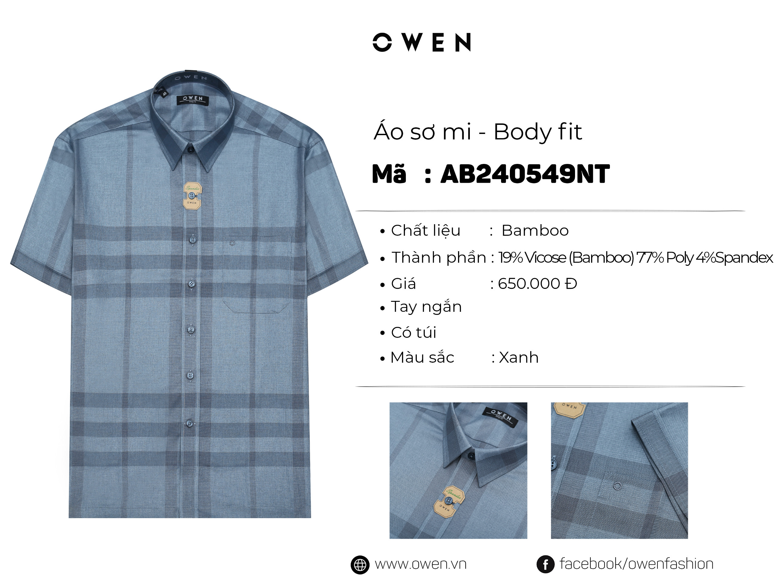 ÁO SƠ MI NGẮN TAY AB240549NT